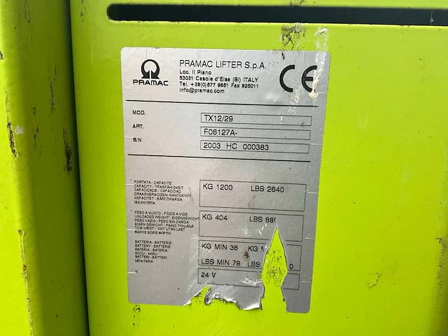 Pramac lifter tx12/29 - afbeelding 11 van  14