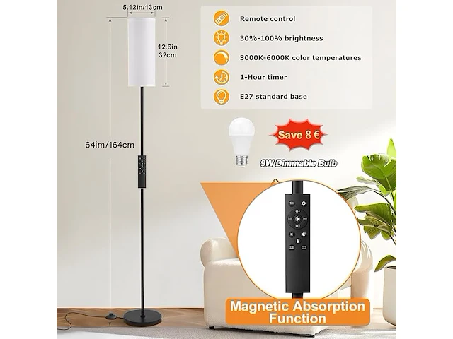 Preeotti vloerlamp voor woonkame - afbeelding 3 van  3