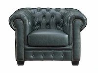 Premium 100% buffalo lederen chesterfield fauteuil - groen
