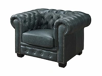 Premium 100% buffalo lederen chesterfield fauteuil - groen - afbeelding 2 van  2