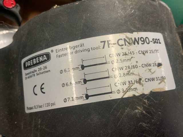 Prenena 7f - cnw90 pneumatische tacker - afbeelding 4 van  4