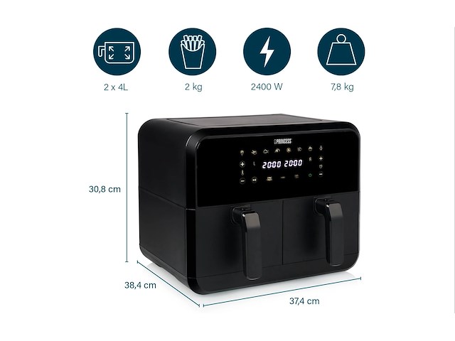 Princess - dubbele friteuse - met heteluchtfunctie en timer - afbeelding 4 van  5