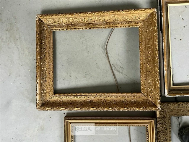 Print in gouden kader met jachttaferelen - afbeelding 6 van  7