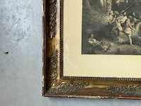 Print in gouden kader met jachttaferelen - afbeelding 3 van  7