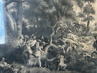 Print in gouden kader met jachttaferelen - afbeelding 4 van  7