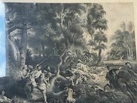 Print in gouden kader met jachttaferelen - afbeelding 7 van  7