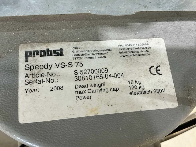Probst speedy vs2 / vs-s 75 tegeltiller - afbeelding 3 van  6