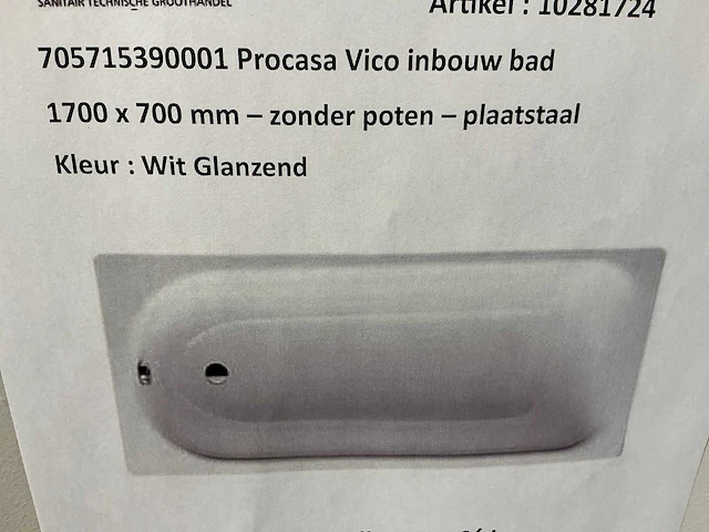 Procasa vico plaatstalen badkuip - afbeelding 4 van  4