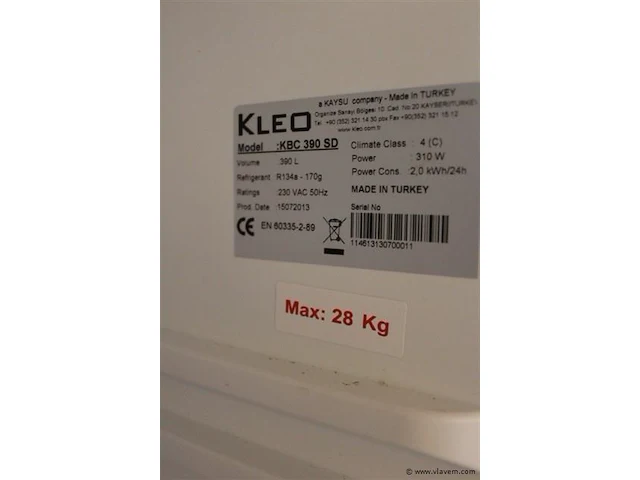 Prof horeca koelkast kleo - afbeelding 3 van  3