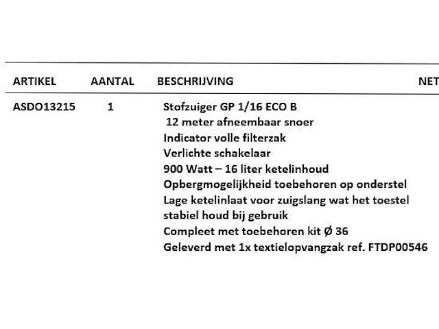 Prof. stofzuiger gp1 / 16 eco b - afbeelding 2 van  2
