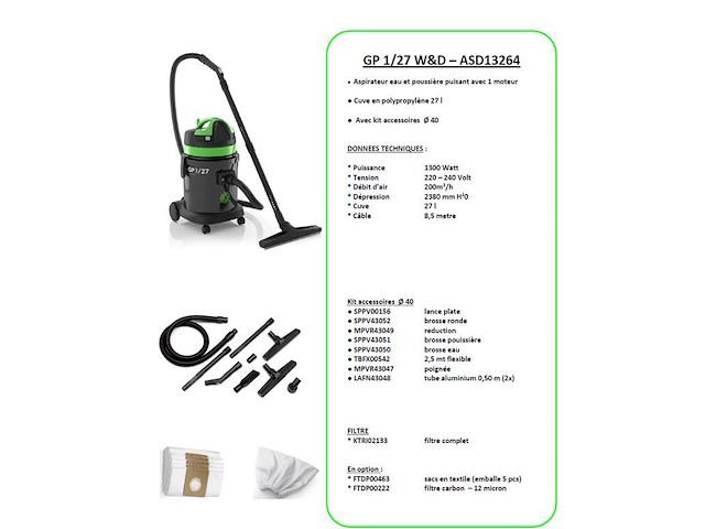 Prof. stofzuiger gp1 / 27 w&d - afbeelding 2 van  2