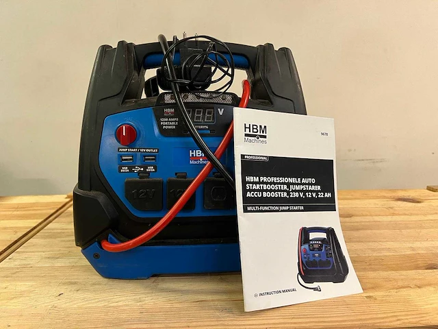 Professionele auto startbooster, jumpstarter accu booster van hbm machines - afbeelding 1 van  9