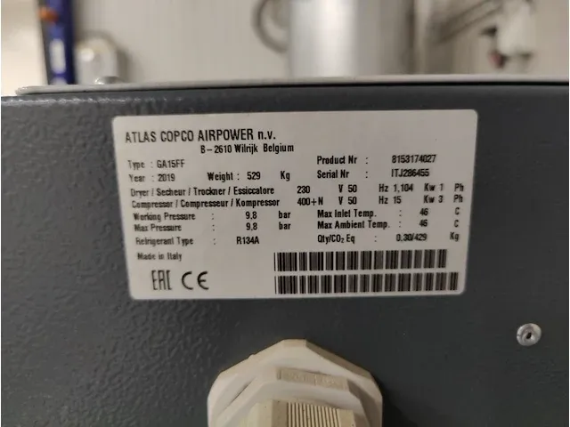 Professionele luchtcompressor atlas copco ga15ff - afbeelding 10 van  13