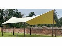 Professionele sheltertent/luifel 7,5x12,5 meter inclusief zeildoek, palen, spanbanden, piketten - afbeelding 1 van  7