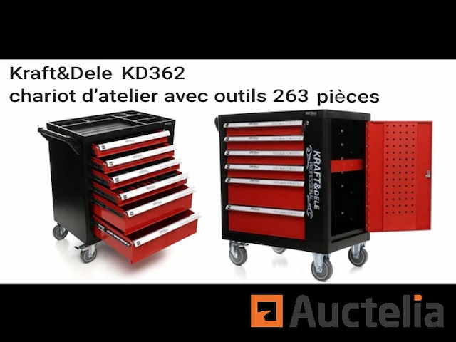 Professionele werkplaatswagen met 263 gereedschappen kraft&dele kd362 - afbeelding 1 van  5