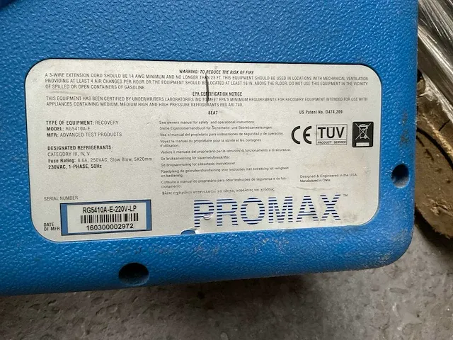 Promax rg5410a-e-220v-lp koelmiddel afzuig apparaat - afbeelding 3 van  3