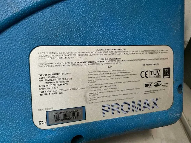 Promax rg5410a-e-220v-lp koelmiddel afzuig apparaat - afbeelding 3 van  3