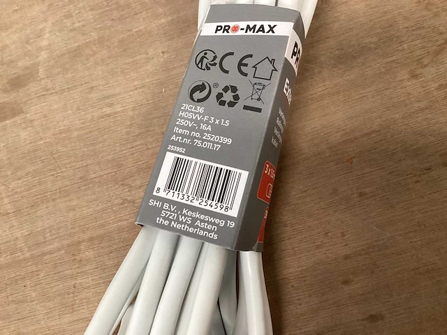 Promax verlengkabel 3 x 1.5 mm2, 5 meter (38x) - afbeelding 3 van  5
