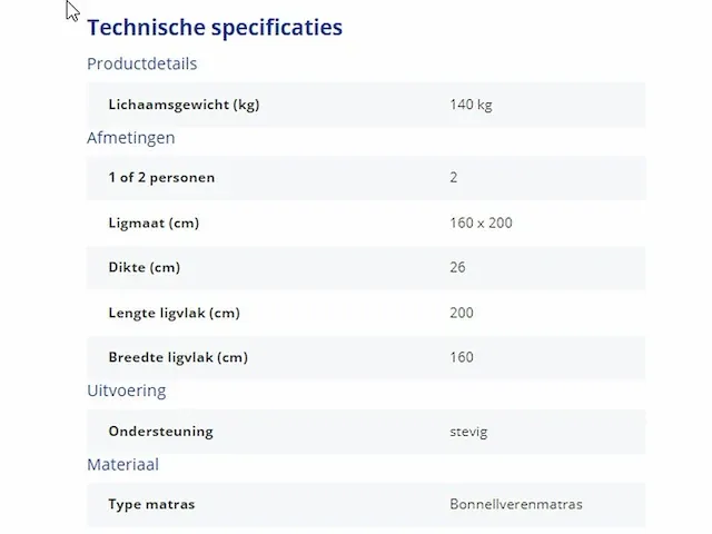 Protection plus bonnellverenmatras 160 x 200 cm - afbeelding 4 van  5