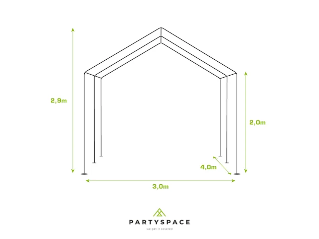 Pvc partytent 3 x 4 m - wit/rood - afbeelding 4 van  13
