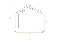 Pvc partytent 3 x 4 m - wit/rood - afbeelding 4 van  13