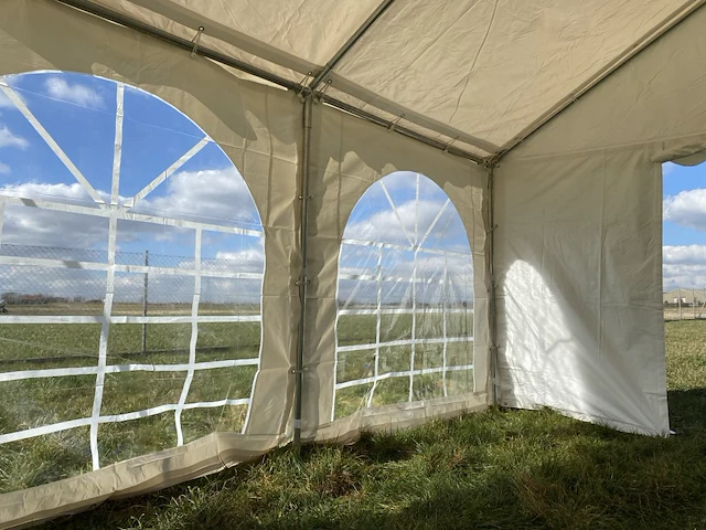 Pvc partytent 3 x 4 m - wit/rood - afbeelding 7 van  13