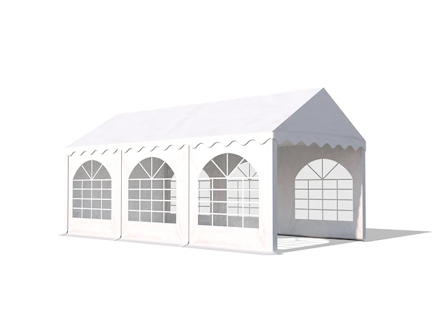 Pvc partytent 3 x 6 m - wit/rood - afbeelding 3 van  13