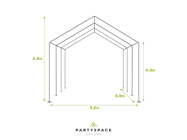Pvc partytent 3 x 6 m - wit/rood - afbeelding 4 van  13