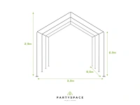 Pvc partytent 3 x 6 m - wit/rood - afbeelding 4 van  13