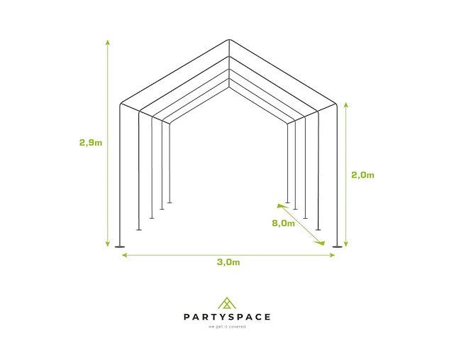 Pvc partytent 3 x 8 m - wit - afbeelding 4 van  13