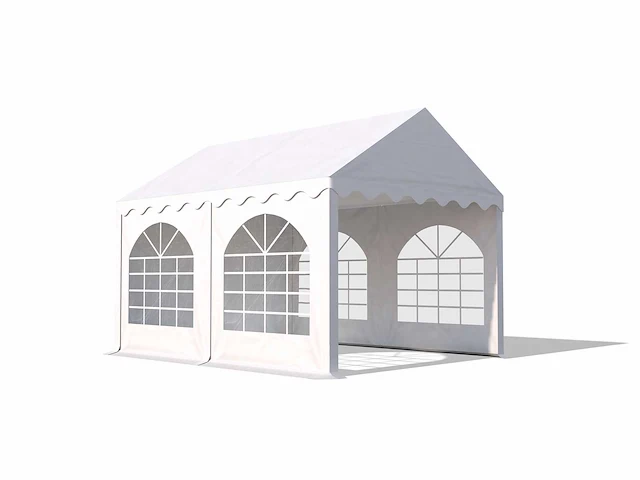 Pvc partytent deluxe 2.0 - 3 x 4 m - wit/groen + grondframe - afbeelding 1 van  15