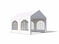 Pvc partytent deluxe 2.0 - 3 x 4 m - wit/rood + opbergtassen