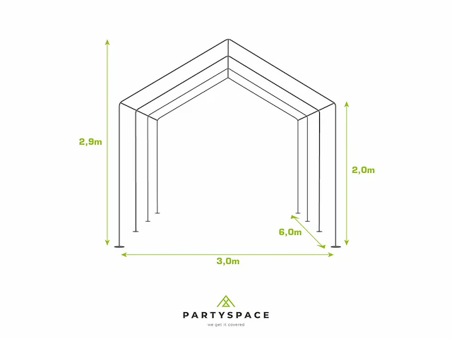 Pvc partytent deluxe 2.0 - 3 x 6 m - wit/rood + grondframe - afbeelding 8 van  15
