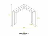 Pvc partytent deluxe 2.0 - 3 x 6 m - wit/rood + grondframe - afbeelding 8 van  15