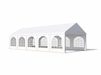 Pvc partytent deluxe 2.0 - 4 x 10 m - wit/antraciet + opbergtassen & grondframe - afbeelding 1 van  16