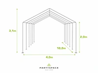 Pvc partytent deluxe 2.0 - 4 x 10 m - wit/antraciet + opbergtassen & grondframe - afbeelding 9 van  16
