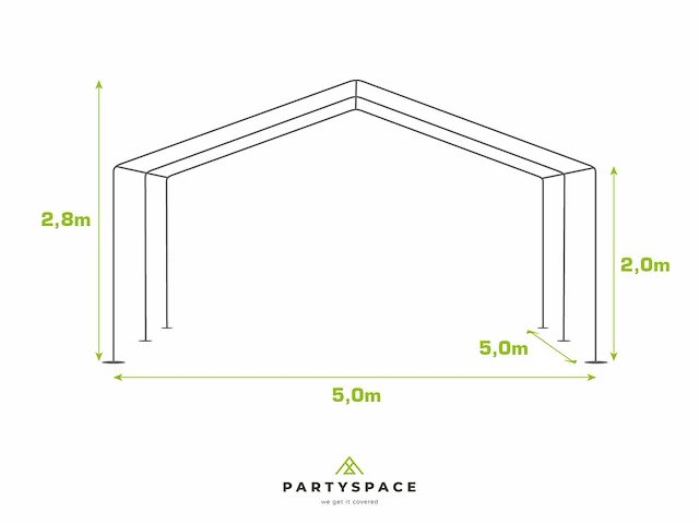 Pvc partytent deluxe 2.0 - 5 x 6 m - antraciet + grondframe - afbeelding 8 van  15