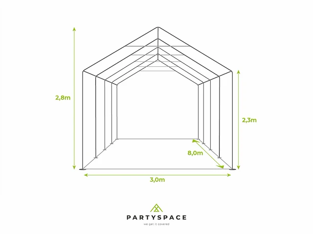 Pvc partytent elite 2.3 - 3 x 8 m - wit + grondframe - afbeelding 6 van  13