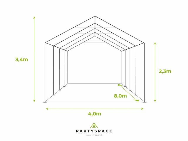 Pvc partytent elite 2.3 - 4 x 8 m - wit + grondframe - afbeelding 6 van  13
