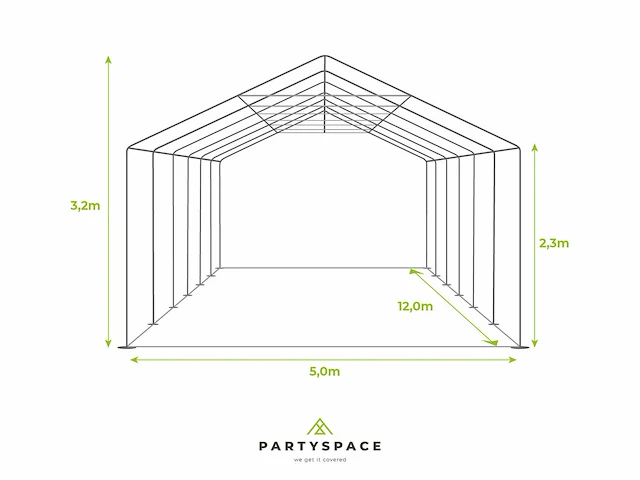 Pvc partytent elite 2.3 - 5 x 12 m - wit + grondframe - afbeelding 6 van  13