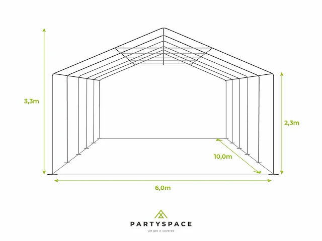 Pvc partytent elite 2.3 - 6 x 10 m - wit + grondframe - afbeelding 6 van  13