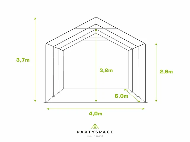 Pvc partytent elite 2.6 - 4 x 6 m - wit + grondframe - afbeelding 6 van  13