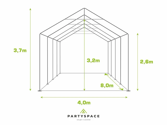 Pvc partytent elite 2.6 - 4 x 8 m - wit + grondframe - afbeelding 6 van  13