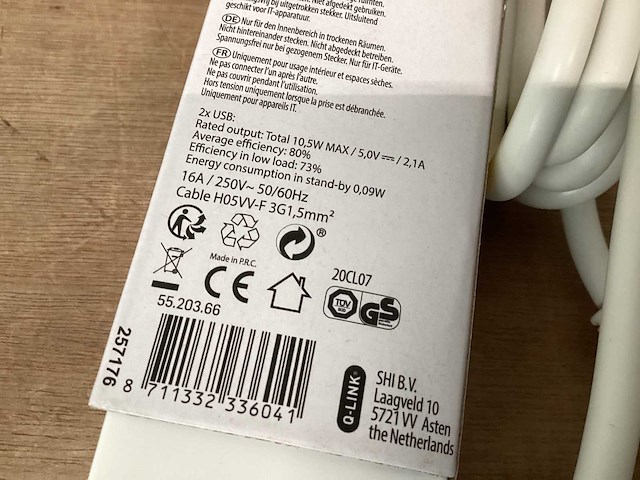 Q-link stekkerdoos 5 voudig met usb lader (60x) - afbeelding 6 van  6