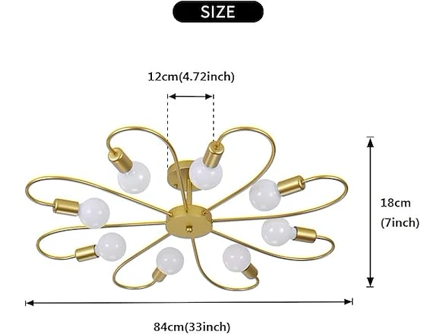 Qcyuui 8-lichts plafondlamp - afbeelding 2 van  3