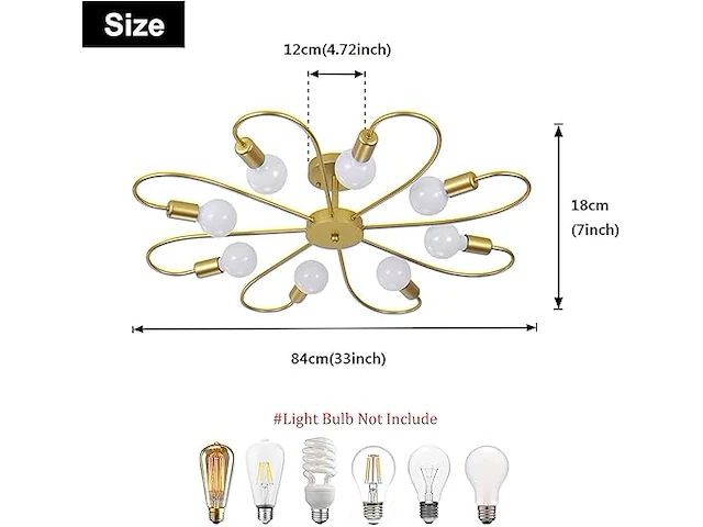 Qcyuui 8-lichts plafondlamp - afbeelding 3 van  3