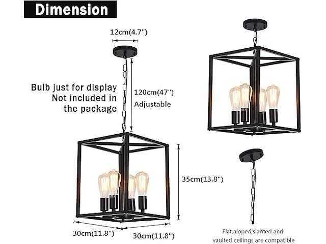 Qcyuui vintage hanglamp - afbeelding 2 van  3