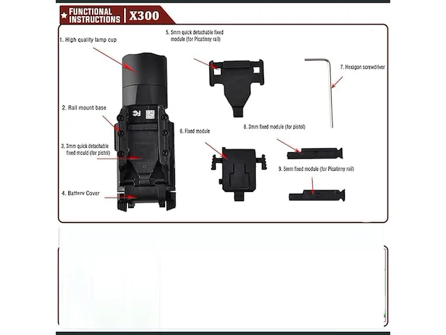 Qiruimy x300 tactisch zaklamp - afbeelding 2 van  4