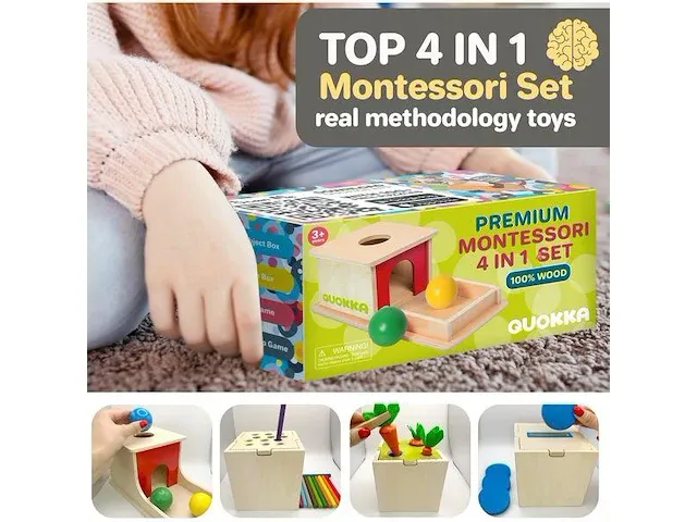 Quokka premium 4in1 montessori houten speelset - afbeelding 1 van  5