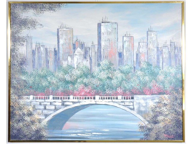 R. elliot - skyline - olie op doek - 119x149 cm - afbeelding 6 van  13